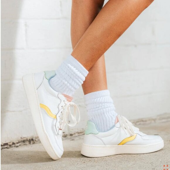 Soludos Women's Leather Roma Sneaker White/Pastel Color Block Activewear School - Picture 1 of 12